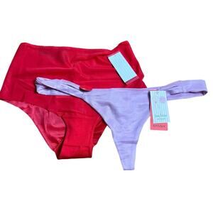 NWT Spanx Lot of 2 Underwear Thong & Bikini Bottoms a pink & Red Size Large/XL